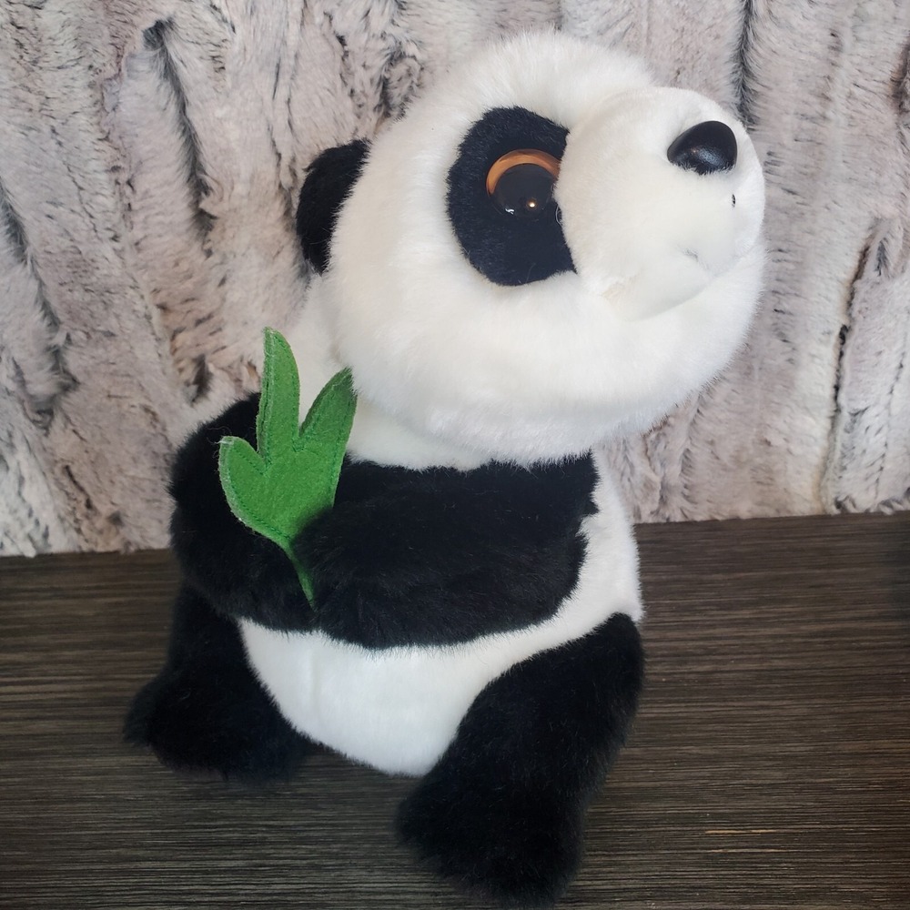 People Pals Plush Panda Bear Holding Bamboo 9" Stuffed Animal Kawaii CUTE Pose‎